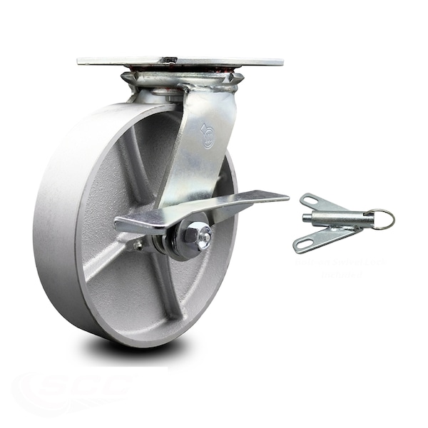 8 Inch Semi Steel Caster with Ball Bearing and Brake/Swivel Lock